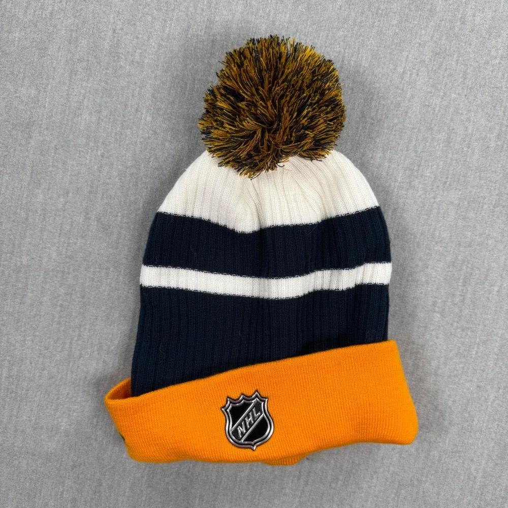 Fanatics Nashville Predators‎ NHL Beanie Hat Navy Gold White Cuffed Pom Pom Logo